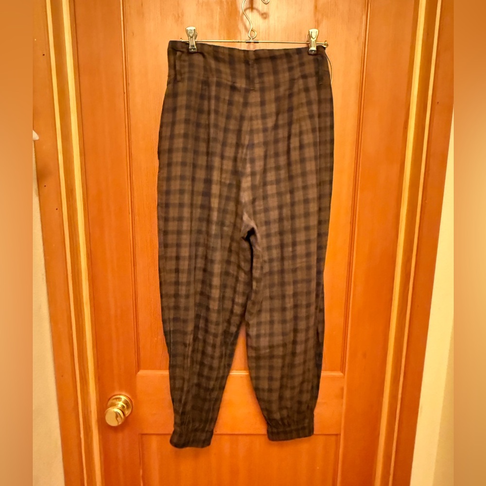 ASOS Women’s  Plaid Pants - Brown/ Blue Checkered Barrel Flannel - Picture 3 of 11